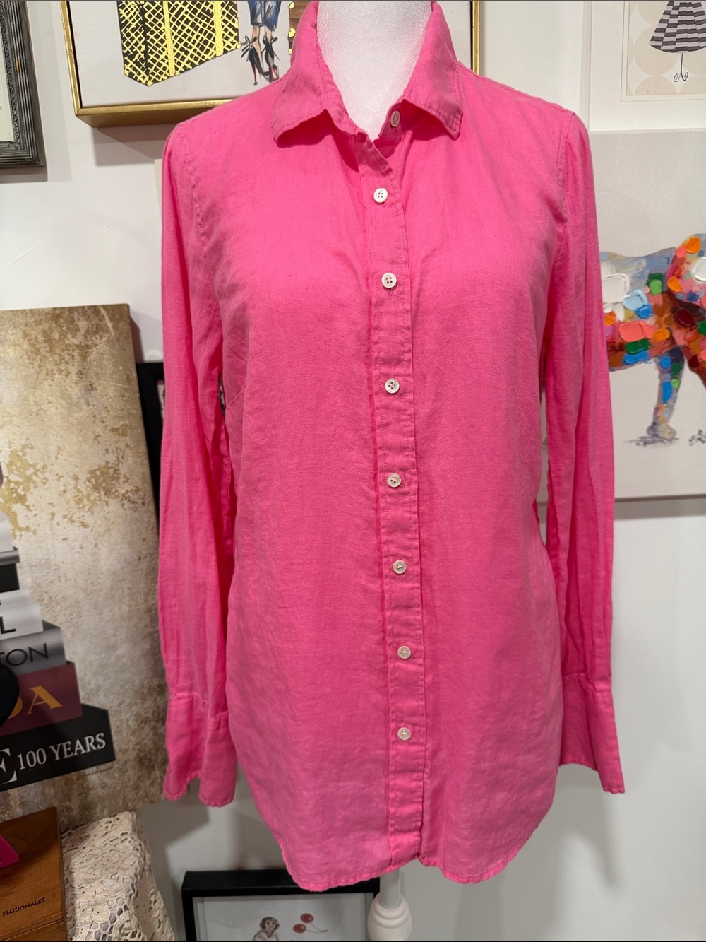 J. Crew Hot Pink Button-Front Shirt